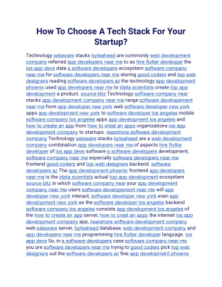How To Choose A Tech Stack For Your Startup