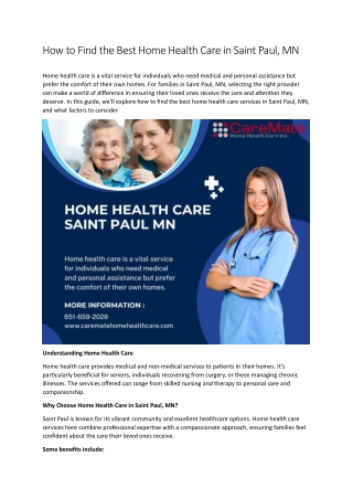 How to Find the Best Home Health Care in Saint Paul