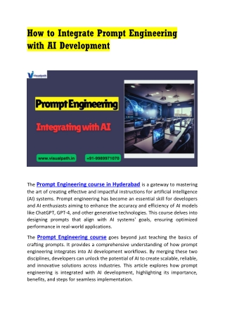 Prompt Engineering course in Hyderabad | AI training