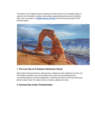 10 Hidden Places of Earth and Their Mystical Origins
