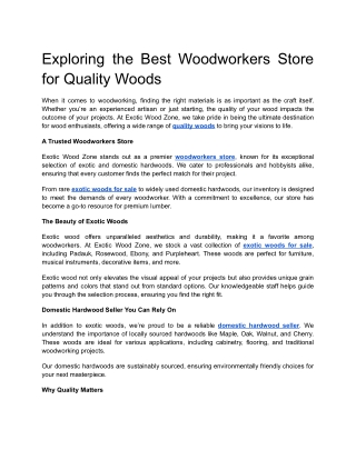 Exploring the Best Woodworkers Store for Quality Woods