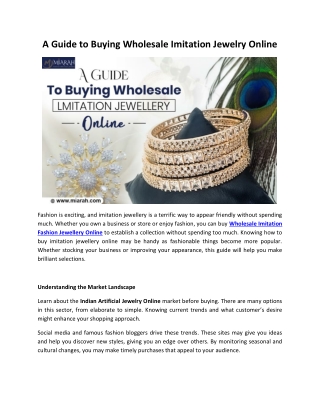 A Guide to Buying Wholesale Imitation Jewelry Online