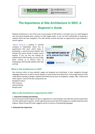 The Importance of Site Architecture in SEO A Beginner’s Guide
