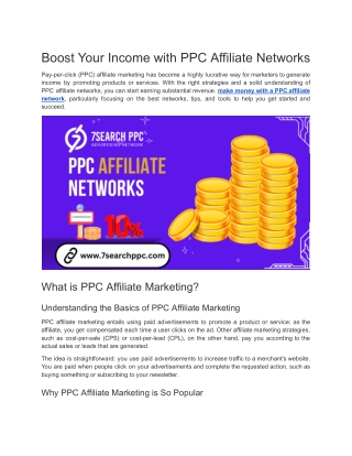 Boost Your Income with PPC Affiliate Networks