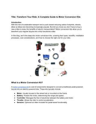 "Transform Your Bike: A Complete Guide to Motor Conversion Kits"