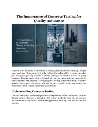 The Importance of Concrete Testing for Quality Assurance