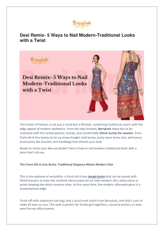 Desi Remix- 5 Ways to Nail Modern-Traditional Looks with a Twist