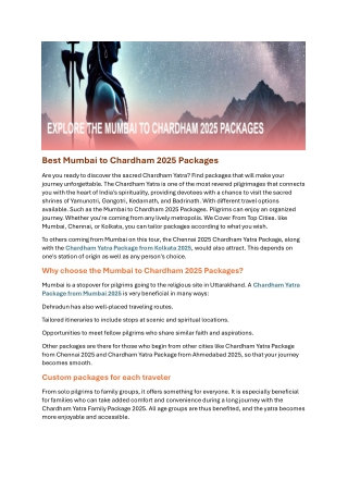 Explore the Mumbai to Chardham 2025 Packages