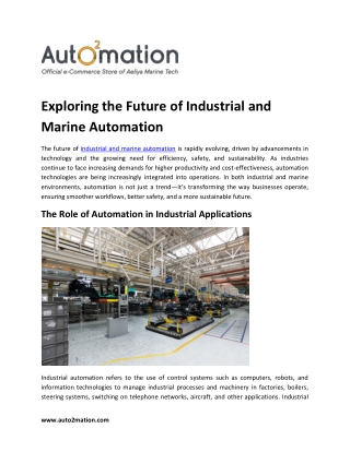 Exploring the Future of Industrial and Marine Automation