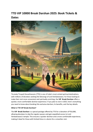 TTD VIP 10000 Break Darshan 2025 Book Tickets & Dates