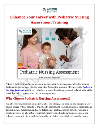 Enhance Your Career with Pediatric Nursing Assessment Training