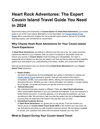 Heart Rock Adventures_ The Expert Cousin Island Travel Guide You Need in 2024