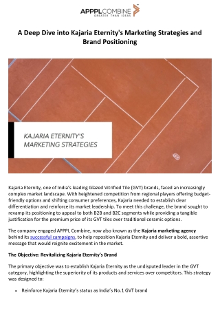 A Deep Dive into Kajaria Eternity's Marketing Strategies and Brand Positioning