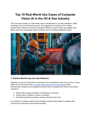 Top 10 Real-World Use Cases of Computer Vision AI in the Oil & Gas Industry