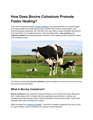 How Does Bovine Colostrum Promote Faster Healing?