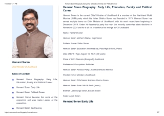 Hemant Soren Biography