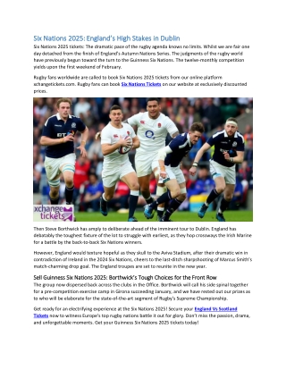 Six Nations 2025 England’s High Stakes in Dublin