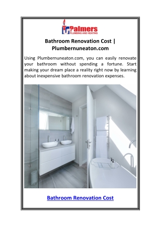 Bathroom Renovation Cost  Plumbernuneaton.com