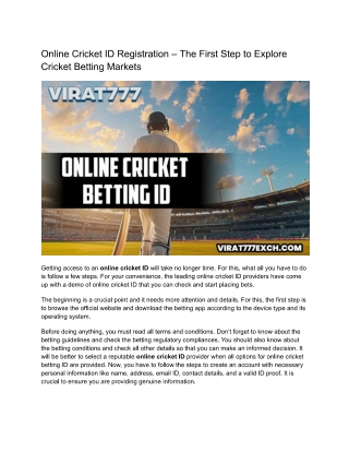 Online Cricket ID: Master Prop Betting With Full Guide