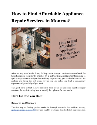 How to Find Affordable Appliance Repair Services in Monroe_