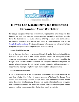 How to Use Google Drive for Business to Streamline Your Workflow