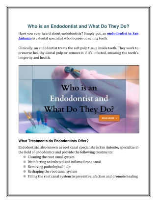 Who is an Endodontist and What Do They Do