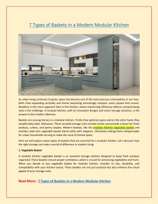 7 Types of Baskets in a Modern Modular Kitchen