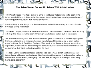 The Table Server Serves Up Tables With Added Value