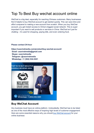 Top To Best Buy wechat account online