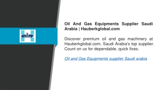 Oil And Gas Equipments Supplier Saudi Arabia  Hauberkglobal.com