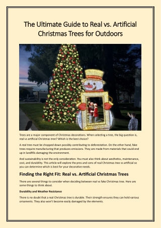 The Ultimate Guide to Real vs. Artificial Christmas Trees for Outdoors