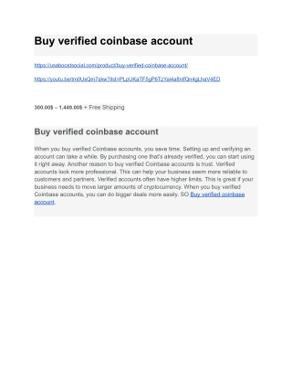 Top Benefits of Buying verified coinbase account for Businesses