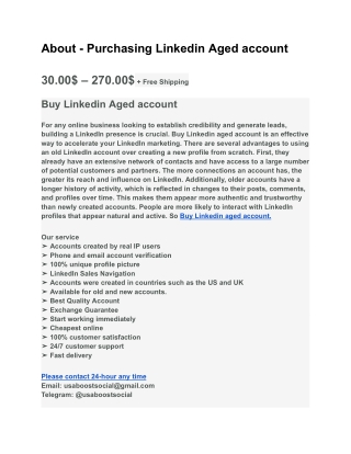 Top Benefits of Buying Linkedin Aged account for Businesses