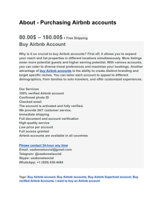 About - Purchasing Airbnb accounts