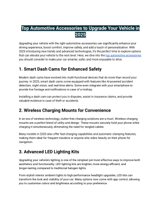 Top Automotive Accessories to Upgrade Your Vehicle in 2025