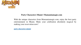 Party Characters Miami  Mamamiamagic.com