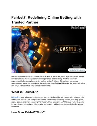 Fairbet7_ Redefining Online Betting with Trusted Partner
