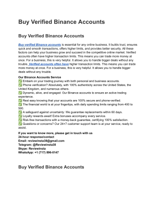 Buy Verified Binance Accounts