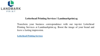 Letterhead Printing Services  Landmarkprint.sg