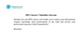 Dft Courses  Takshila-vlsi.com