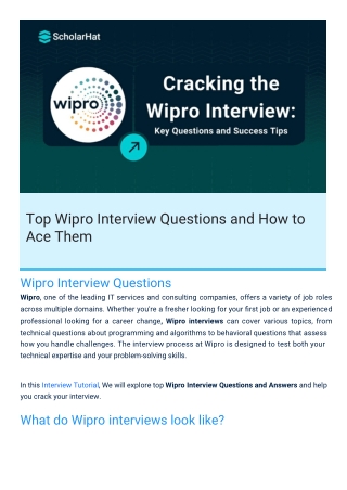 Wipro Interview Questions By ScholarHat