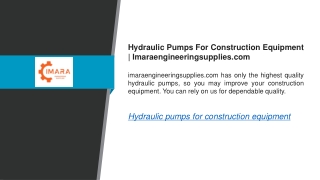 Hydraulic Pumps For Construction Equipment  Imaraengineeringsupplies.com