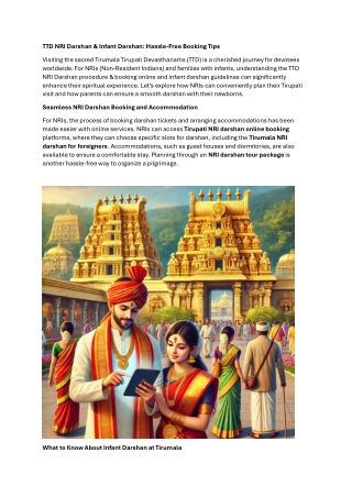 TTD NRI Darshan & Infant Darshan Hassle-Free Booking Tips