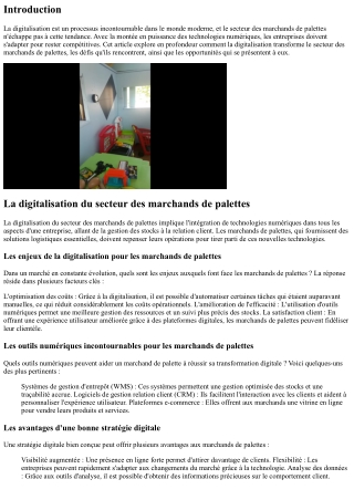 La digitalisation du secteur des marchands de palettes