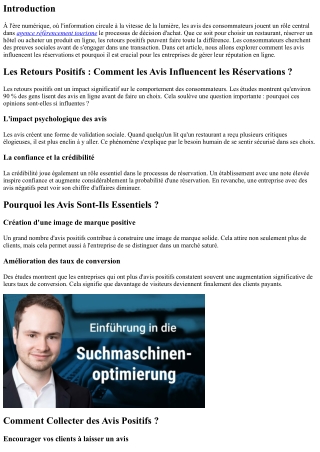 Les Retours Positifs : Comment les Avis Influencent les Réservations ?