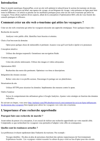 Comment créer un site web e-tourisme qui attire les voyageurs ?