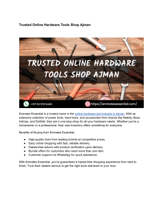 Trusted Online Hardware Tools Shop Ajman