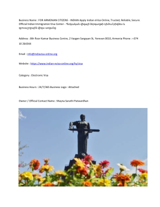 FOR ARMENIAN CITIZENS - INDIAN Apply Indian eVisa Online, Trusted, Reliable, Sec