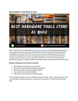 Best Hardware Tools Store Al Quoz