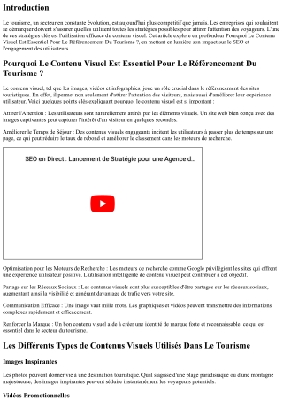 “Pourquoi Le Contenu Visuel Est Essentiel Pour Le Référencement Du Tourisme ?”